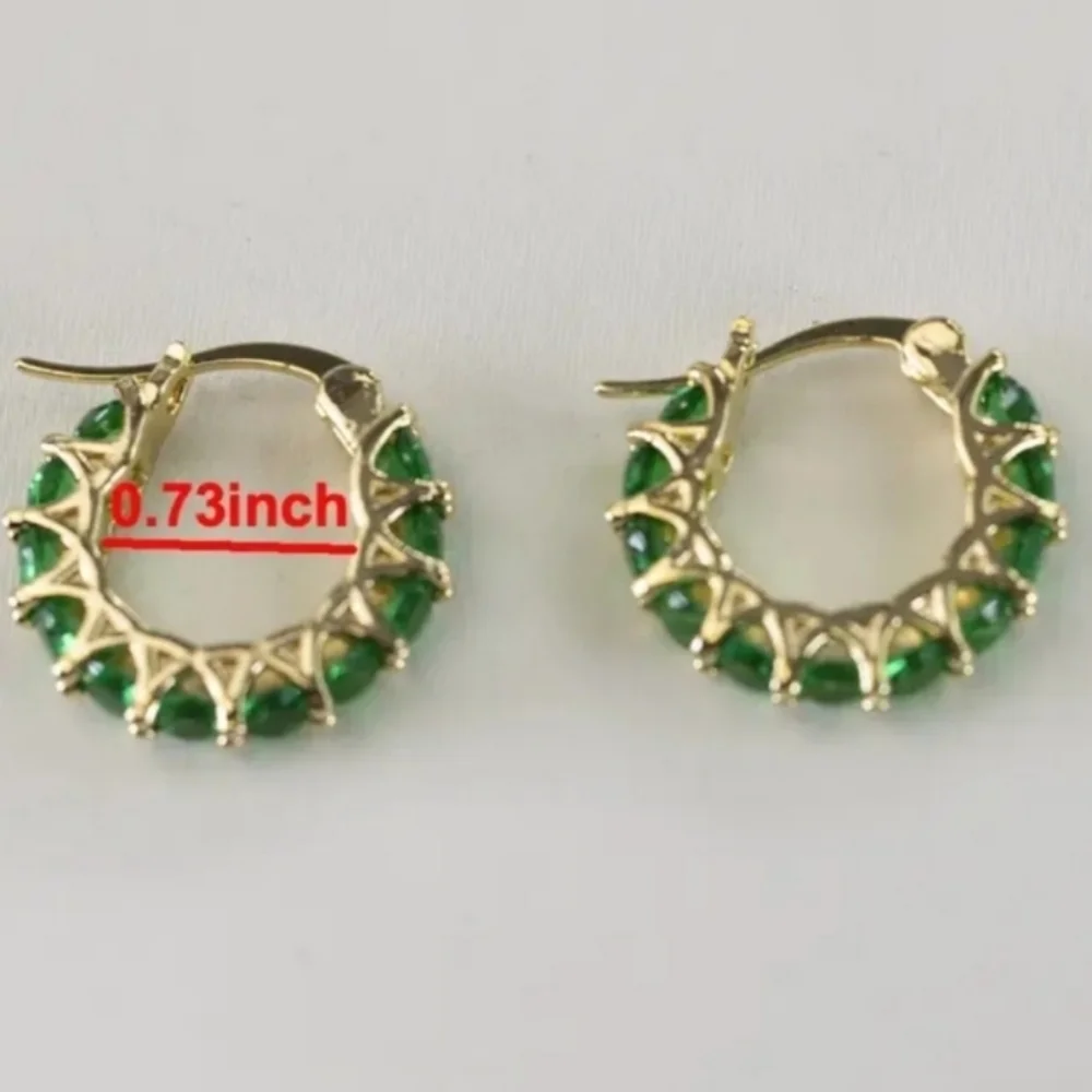 Gold and Green Filigree Hoop Earrings